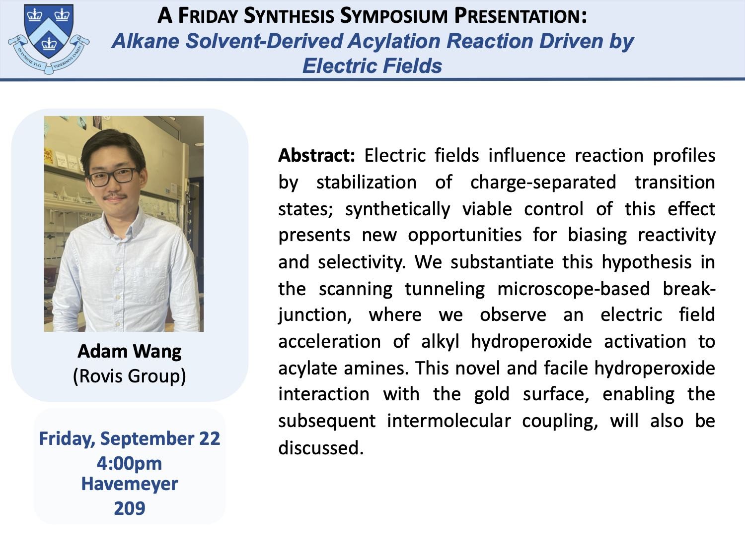 Adam Wang Friday Synthesis Symposium