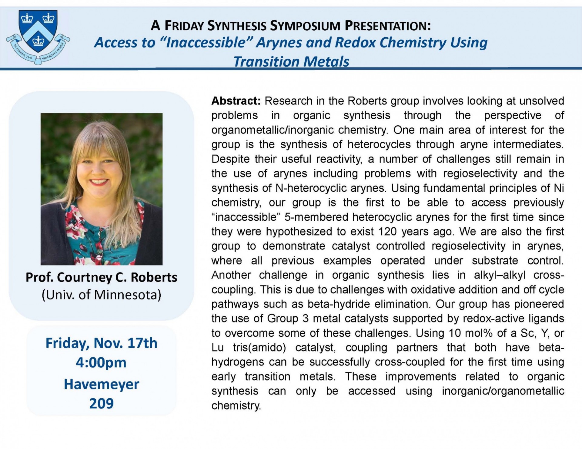 Prof. Courtney Roberts Flyer